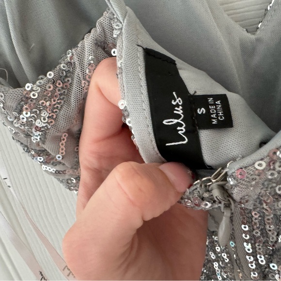 Lulus Outstanding Glow Silver Sequin Sleeveless Straight Leg Jumpsuit Small - Picture 10 of 16